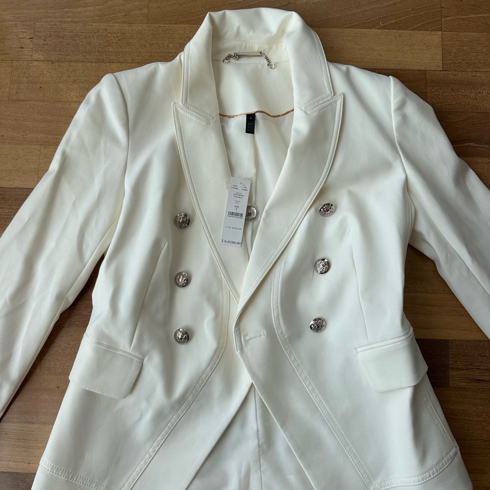 White House Black Market Cream Double-Breasted Blazer